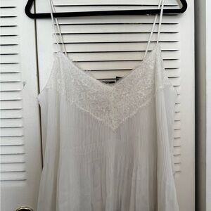 Halogen White Lace-Trim Slip Dress